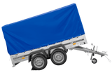 Zweiachsanhänger 264×150 UNITRAILER GARDEN 265/2 KIPP mit Rahmen H-1100 und blauer Plane-Neu