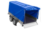Zweiachsanhänger 264×150 UNITRAILER GARDEN 265/2 KIPP mit Rahmen H-1100 und blauer Plane-Neu