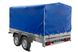 Zweiachsanhänger 264×150 UNITRAILER GARDEN 265/2 KIPP mit Rahmen H-1100 und blauer Plane-Neu